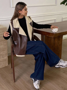 เสื้อโค้ทหนังแกะแท้สำหรับผู้หญิง, เสื้อแจ็คเก็ตคอปกดีไซน์หนังแกะแท้เสื้อโค้ทระบายอากาศได้พร้อมกระบวนการสำเร็จรูปตามสั่ง - Product Image 5