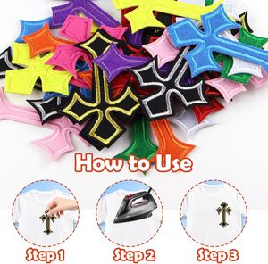 Écussons croisés multicolores à repasser et à coudre pour vêtements, chapeaux, jeans et accessoires Écussons brodés pour décoration de bricolage, 26 pièces - Product Image 4