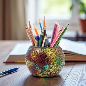 Portavelas de Vidrio Mosaico Arcoíris, Frasco Vacío Hecho a Mano para Manualidades y Decoración del Hogar por The Craft Exim - Product Image 4