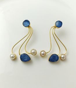 จี้รูปไข่ที่งดงามชุบทอง, งานฝีมือ, ต่างหูแบบวงกลมพร้อมประดับหินอาเกตสำหรับงานแต่งงาน - Product Image 1