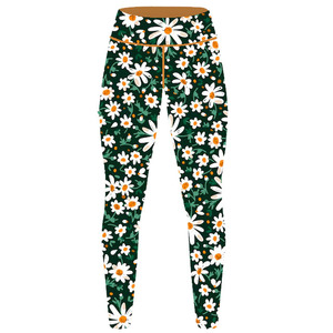 Leggings de yoga taille haute pour femmes, impression graphique de couleur unie, impression numérique d'écran de broderie par sublimation sur tissu tricoté - Product Image 2