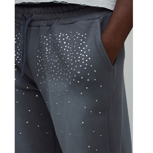 Pantalones de chándal personalizados de algodón con diamantes de imitación para mujer, pantalones casuales para hombre, pantalones de calle, pantalones de chándal French Terry, fabricante - Product Image 3
