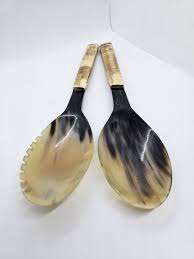 Ensemble de 2 pièces de qualité supérieure pour les fourchettes de cuillère de service à salade de corne de bonne qualité vaisselle de serveur de salade de corne pour la maison et le Restaurant - Product Image 4