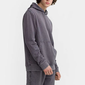 Ensembles de survêtement pour hommes en coton délavé à l'acide, 100% coton, polaire écologique, léger, séchage rapide, impression de logo personnalisée, uni, OEM - Product Image 2