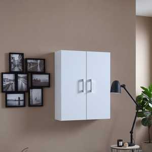 Ravenna 2-<b>Door</b> White Wall Unit with Suspended Chrome <b>Handles</b> Bath & <b>Toilet</b> Supplies - Product Image 1