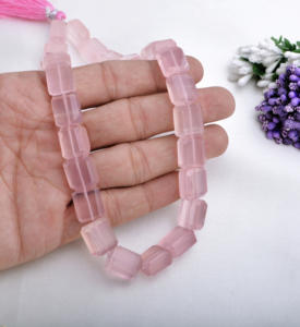 โรสควอตซ์ทรงเหลี่ยมเจียระไน หินธรรมชาติ สำหรับทำเครื่องประดับชั้นดี ลูกปัดพลอย - Product Image 4