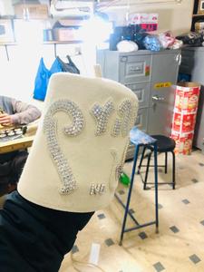 Chapeau Fès maçonnique blanc fait à la main personnalisé avec broderie en strass et design égyptien-HSE - Product Image 4