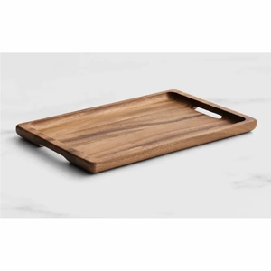 Plateau de service en bois d'acacia naturel, grand plateau rectangulaire pour aliments avec poignées, vente en gros, décoration pour la maison et les restaurants, plateau de service - Product Image 4