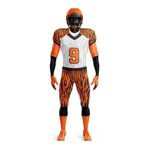 Ensemble d'uniformes de football américain personnalisés Équipement de sport personnalisé Tissu durable pour hommes femmes équipes de jeunes Pratique et utilisation du jeu - Product Image 1