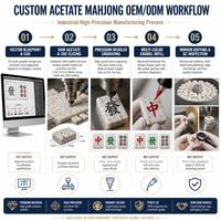 Set Mahjong Asetat yang Dapat Disesuaikan, Ubin Mini 2.3cm, Kotak Hadiah Premium Portabel, Logo/OEM Kustom, Set Mahjong untuk Pesta