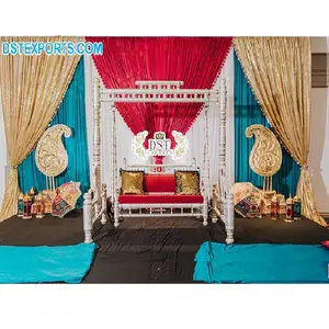 Malese Wedding Stage Decor Swing Jhula Sangeet Night Bridal seaing Swing per Stage Exclusive Sankheda Swing In bianco
