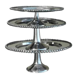 Ensemble de 3 supports ronds pour gâteaux et désert Qualité supérieure Différentes tailles Argenterie Supports à gâteaux en métal poli miroir - Product Image 1