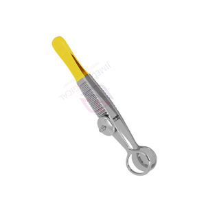 Fórceps de chalazión Desmarres de alto grado, fórceps de párpados oftálmicos de placa superior abierta grande ovalada de acero de Metal de medio oro - Product Image 3