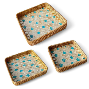 ถาดหอยมุกธรรมชาติสไตล์โมเดิร์นพร้อมหวายสำหรับเสิร์ฟขนมและเครื่องดื่มในชีวิตประจำวันและใช้บนโต๊ะอาหาร - Product Image 2