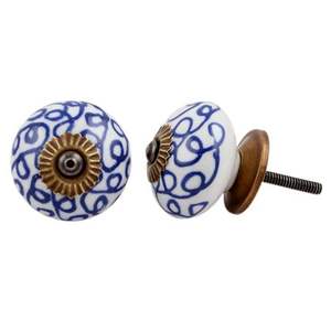 Wholesale Ceramic Dresser Knobs Blue Shabby Chic Pulls Floral <b>Door</b> Drawer Home 3.81 cm CK-1025 New Design - Product Image 1