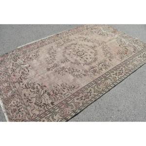 Alfombra clásica de lana Beige de 5,6x9 pies, diseño de retales de estilo turco para sala de estar o mesita de noche, respaldo de látex para adolescentes - Product Image 4