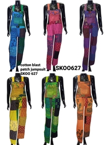 Nuevo mono bohemio de algodón a la moda para mujer, mono holgado de retales con patrón sólido, traje de verano informal transpirable - Product Image 4