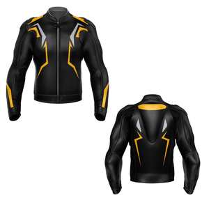 Veste de moto en cuir respirante à séchage rapide, fabriquée par des professionnels, en matériaux authentiques, avec col montant et fermeture frontale en toile. - Product Image 4