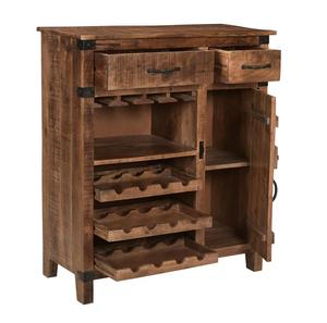 Gabinete de vino, estante de almacenamiento colgante para botellas de vidrio, gabinetes de carrito de cocina, acabado Mango de madera, cruce Industrial Vintage Natural - Product Image 3