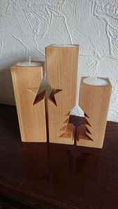 Elegante portavelas de madera para velas de té Perfecto para cenar Portavelas de té de madera rústica Tarro de vela único de hormigón - Product Image 6