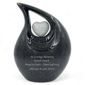 Cœur d'or au centre Urne de crémation en forme de larme Urnes de cendres humaines Fournisseur funéraire Grandes urnes de crémation en aluminium Vente en gros - Product Image 4