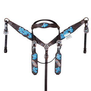 Juego de tachuelas de cabeza y cuello de pecho de cuero occidental más vendido, juego de tachuelas de cabeza de cuero mecanizado a mano listo para enviar - Product Image 1