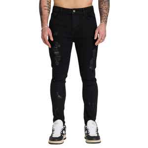 กางเกงยีนส์แฟชั่นแบบขาดสำหรับผู้ชายกางเกงยีนส์ทรงสลิมฟิตสำหรับสวมใส่ประจำวันแบบลำลอง - Product Image 1