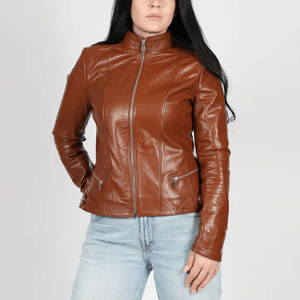 Chaqueta de Cuero para Mujer con Múltiples Bolsillos, Nueva Colección, Chaqueta de Cuero para Mujer Resistente al Viento - Product Image 1