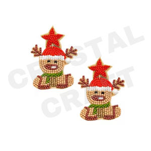 Boucles d'oreilles en perles de drapeau américain vintage pour femmes Orange blanc bleu couleur tissu accessoire élégant pour mariage patriotique - Product Image 6