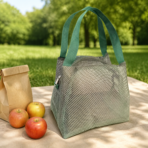Bolso de malla de gran capacidad con cremallera, almacenamiento portátil, organizador de artículos de tocador para almuerzo en la playa - Product Image 3