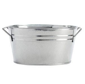 Jardinière de fleurs de forme ovale en fer galvanisé avec poignée pour décoration intérieure et extérieure Pot de plantes fait à la main - Product Image 3