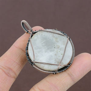 Impressionnant fait à la main en métal laiton plaqué or pendentif renouvellement pierre de lune forme ronde 25 à 30mm ensemble de bijoux de mode et cadeau d'anniversaire - Product Image 2