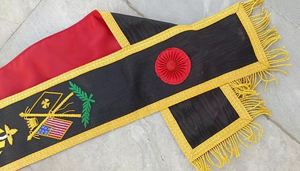 Arche royale personnalisée conception maçonnique broderie artisanat tablier rouge brodé à la main de haute qualité ensemble de ceinture couture Ronpex - Product Image 4