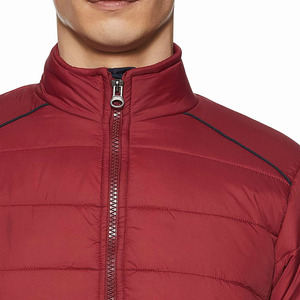 Chaquetas acolchadas para hombre de servicio OME con cremallera y cuello levantado de color rojo, chaqueta acolchada a la moda con bolsillo frontal - Product Image 6