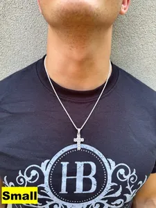 Colgante de Cruz con Eslabones Cubanos de Miami, con Moissanita Redonda de Plata 925, Chapado en Oro Rosa, Estilo Hip Hop para Mujer, 3 Tamaños, Regalo Perfecto - Product Image 6