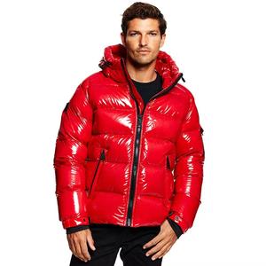 Manteau d'hiver imperméable à capuche épaissi brillant personnalisé veste matelassée en duvet d'oie pour hommes de luxe - Product Image 4