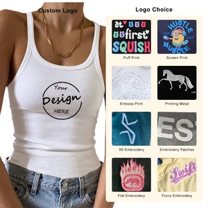 Camiseta sin mangas de LICRA y algodón con cuello redondo para mujer de alta calidad, chaleco sin mangas de punto acanalado elástico alto, logotipo personalizado Haus Industries - Product Image 6