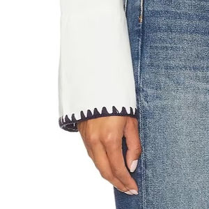 Camisa de Algodón con Botones y Manga Larga para Mujer, Cuello Bordado, para Oficina, Venta al Por Mayor con Descuento - Product Image 6