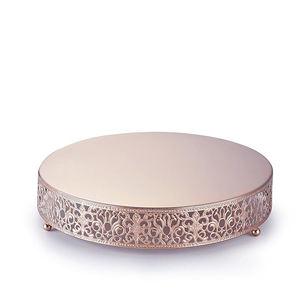 Nueva llegada de alta calidad, rubor, oro rosa, aspecto metálico brillante, encaje, soporte de pastel de boda de Metal para exhibición de postres, soporte para cupcakes - Product Image 1