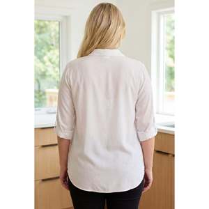 Plus Size Viscose Ecru <b>Shirt</b> with <b>Epaulet</b> Detail <b>on</b> Sides - Product Image 4