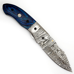Cuchillo plegable de acero de Damasco de alta calidad, hecho a mano, para acampar al aire libre, caza, cuchillos de bolsillo, mango de madera, Funda de cuero OEM - Product Image 3