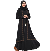 Busana Muslim Wanita Abaya Hijab Lengan Panjang Motif Seluruh Badan Bahan Polietersulfon Berkualitas Tinggi Cocok untuk Empat Musim Model Borka Longgar