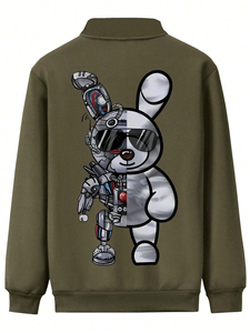 เสื้อแจ็กเก็ตเบสบอลสีดำสำหรับผู้ชายเสื้อแจ็กเก็ตผ้าโพลีเอสเตอร์สีเรียบสำหรับใส่เล่นกีฬาฤดูใบไม้ร่วง - Product Image 2