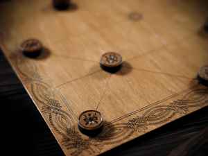 Handcrafted Wooden Alquerque Board <b>Game</b> Classic Strategy Family Fun Indoor Tabletop Skill Entertainment Toy - Product Image 5