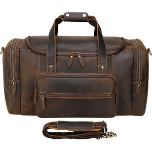 Elegante bolso de sillín de cuero de 23 pulgadas, bolso de lona Unisex de diseño occidental con cierre de cremallera de gran capacidad, Marrón duradero para viajes - Product Image 1