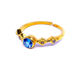 Shining Sterling Silver 925 <b>Blue</b> Topaz Gemstone Vintage Style Fashion Finger Adjustable Classic Diamond Ring - Product Image 3