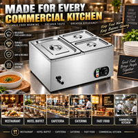 Bain-marie électrique commercial en acier inoxydable 220V 1500W, trois bacs, grande capacité 15L pour hôtels et restaurants