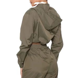 Women's Windbreaker Lightweight Tracksuit Outfits <b>Zip</b> Up Nylon <b>Cropped</b> <b>Hoodie</b> and Jogger Set for Women 2026 - Product Image 4