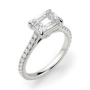 East West Antique Emerald Cut Moissanite Pave Ring para compromiso Aniversario Cumpleaños o uso nupcial - Product Image 1