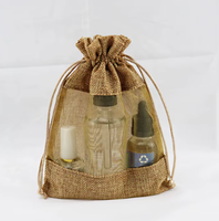 Sacs cadeaux en toile de jute avec cordon de serrage et fenêtre transparente, pochettes à bijoux pour Noël, mariage, cosmétiques, collations, faveurs de fête